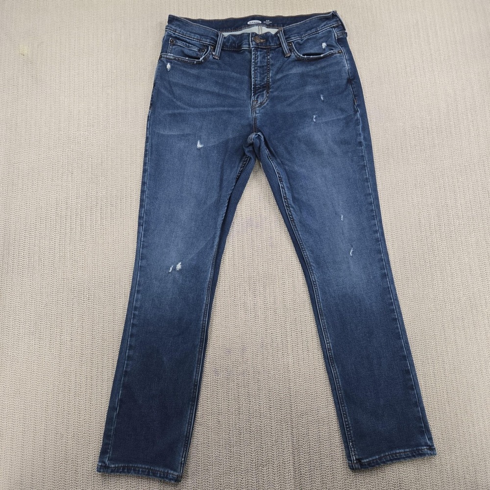Old Navy Jeans Mens 34x30 Blue Slim Built-In Tough 24/7 Distressed Denim Tapered